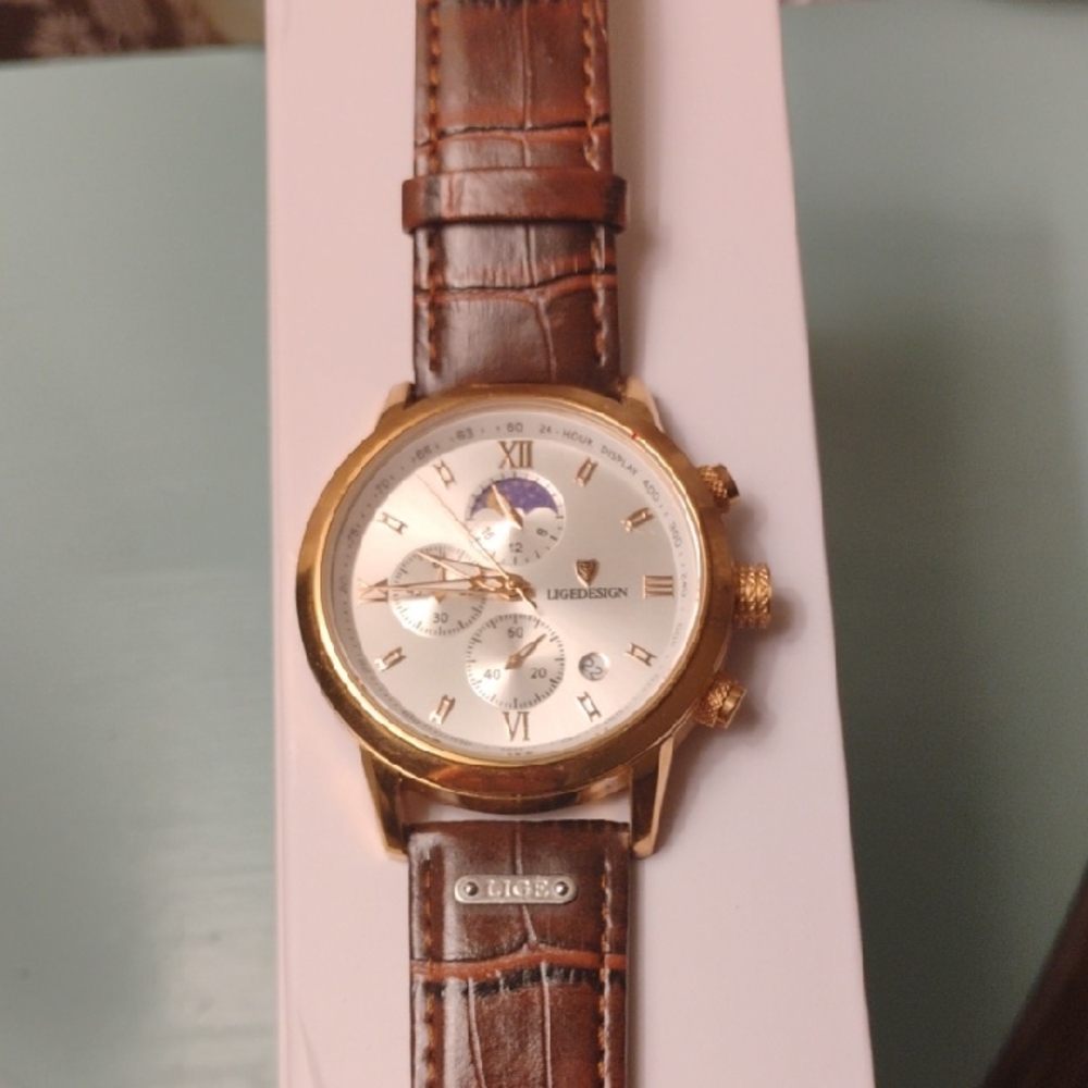 LiGE Watch With Brown Leather